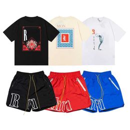 Men's T-shirts Mens Shorts t Shirt Tracksuits Designer Printing Letter Black White Grey Rainbow Colour Summer Fashion Cotton Cord Top Short Sleeve Size s m l Xlf889