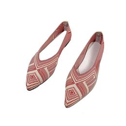 Pointed Toe Flat Knitted Slip on Casual Breathable Ballet Flats Women Loafers Comfort Ladies Shoes