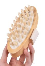 New Wooden Handled Natural Wooden Massager Body Brush Cellulite Reduction Massage Brush Exfoliate Clean Brush5988053