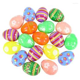 Party Decoration 12pcs Fillable Printed Easter Egg Colourful Plastic Eggs Chocolate Candy Gift Toys Happy Home Decorations Kids Gifts
