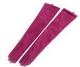 60cm236quot long classic plain real suede leather evening opera long gloves multi colors5817019