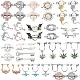 Nipple Rings Hollow Piercing Shield Ers Stainless Steel Nipples Nail Skl Scorpion Leaf Adjustable Women Pierced Body Jewellery On Drop D Otcpx