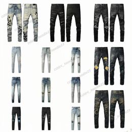 Designer mens jeans long straight Broken Hole Jeans Same Style High Quality Fashion jean style Cat Whisker Whitening blue black white