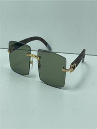 Selling fashion design square sunglasses 0046 rimless frame spring wooden temples classic simple style uv400 protection glasses8023421