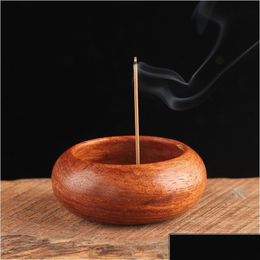 Fragrance Lamps Incense Ash Catcher Retro Burner Stick Holder Mini Bowl Shape Rosewood Buddhist Incenser Home Office Decoration Kdjk23 Dhhed