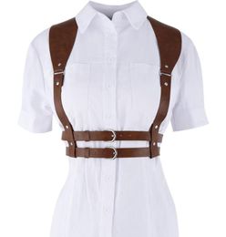 Belts 2022 Fashion Punk Brown Leather Harness Belt Strap Girdle Sexy Women Handmade Decorative Shirt Dress Vest3354406