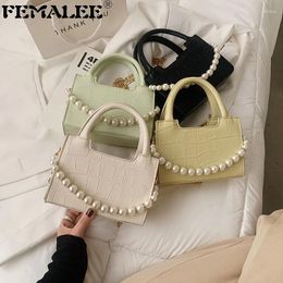 Shoulder Bags Ins Mini Pearls Chains Women Handbags 2024 Stone Pattern Casual Lady Shopping Tote Fashion Designer Crossbody Female Bolsa