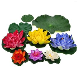 Decorative Flowers 9 Pcs Artificial Lotus Decor Water Surface Adornment Faux Plants Fake Simulated Floating Decorations Simulation