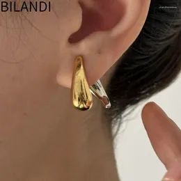 Stud Earrings Bilandi Fashion Jewellery Temperament Splicing Colour Back And Front For Women Girl Party Gift Accessories