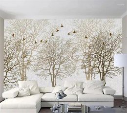 Wallpapers Wellyu Custom Wallpaper 3d Po Mural Simple European Trees Abstract Hand-painted Tv Background Wall Paper Decorative Painting