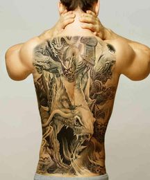 Large Size Black Group Dragons Waterproof Tattoos Big Faucet Temporary Tattoo Stickers Full Back Body Fake Tatoo For Man And Woman6835981