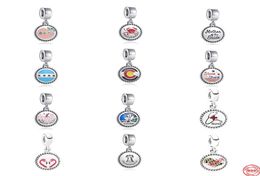 925 Silver Fit Charm 925 Bracelet Round Pendant Peach Crab Nurse Map Diy charms set Pendant DIY Fine Beads Jewelry5708452