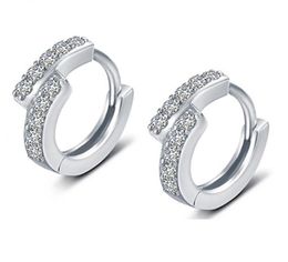 Hoop & Huggie Real Moissanite Single Row Geometry Earrings Dainty Fine Jewelry For Women GirlsColor VVS Clarity BrincosHoop2637567