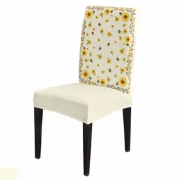 Chair Covers Summer Sunflower Bee Dining Spandex Stretch Seat Cover For Wedding Kitchen Banquet Party Case