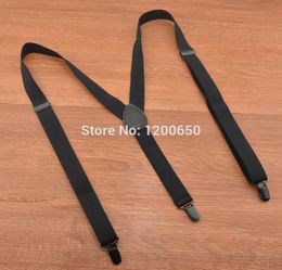 Whole3 Clip Suspender Fashion Solid Black 110 120cm Leather Unisex Suspenders Women Mens Braces For Trousers Elastic Belts St7698117