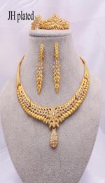 Jewelry sets for Women Dubai 24K gold color India Nigeria wedding gifts necklace earrings Bracelet ring set Ethiopia jewellery 2017328554