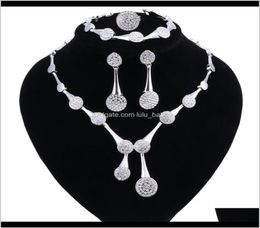 Bracelet Drop Delivery 2021 African Beads Jewellery Crystal Wedding Necklace Earrings Ring Set Womens Clothing Accessories Bridal 2746594