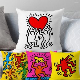 Pillow Graffiti Art Decorative Cover Soft Short Plush Velvet Case 45x45CM Polyester