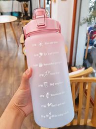 Water Bottles 2000ml Gradient Color Bottle Large Capacity Sports Outdoor Fitness Inspirational With Time Scale