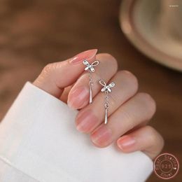 Stud Earrings Real S925 Sterling Silver Hollow Butterfly For Women Wedding Engagement Party Jewellery