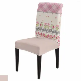 Chair Covers Pink Flower Leaves Dining Spandex Stretch Seat Cover For Wedding Kitchen Banquet Party Case