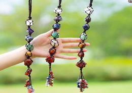 Weave Natural Stone 7 Chakras Healing Energy Tassel Wall Hanging Seven Chakra Set Car Pendant for Decoration Home Meditation Decor9060539