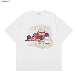 Rhude High end designer T-shirts for Summer New Racing Print Large Short Sleeve Tee Shirts for Couples With 1:1 original labels