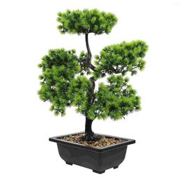 Decorative Flowers Artificial Bonsai Tree Juniper Faux Plants Indoor Small Fake Zen Garden Japanese Decor Pots Home Table Office