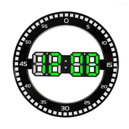 Wall Clocks For Living Room Home Decoration Silent LED Clock 3D Digital Circular Luminous Alarm With Calendar