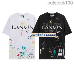 Trend High Quality Galle Dapt t Shirts Designer with Splash-ink Letter Hand-painted Graffiti Printing Short-sleeved T-shirt for Men and Women with Real Logo