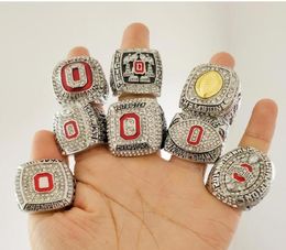 8pcs 2002 2008 2009 2014 2015 2017 Ohio State Buckeyes National Team s Ring Set With Wooden Box Souvenir Men 9513766