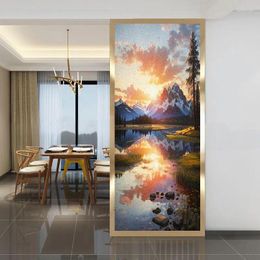 Window Stickers The Scenery Of Snow Mountain Sunset Film Decorative Glass Covering No-Glue Static Cling Frosted