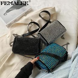 Shoulder Bags 2024 Bling Pillow Purses And Handbags For Women Luxury Designer Rhinestone Diamond Evening Clutch Bag Wedding Party