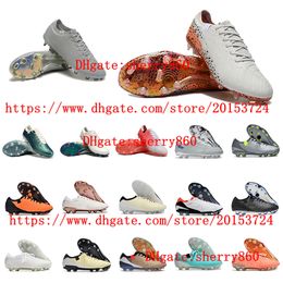 Mens FG soccer shoes Cleats Outdoor Trainers Spikes Leather Football boots