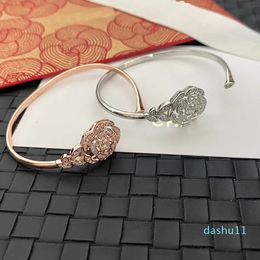 Luxury Designer Bangle Bracelet for Women Cuff Rose Gold Plated Fashion Adjustable Design Popular Embossed Stamp Brand Letters Accessory Simple Style