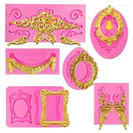 Baking Moulds 3D Lace Mould Baroque Silicone Vintage Po Frame Embossing Cake Decoration Tools Party Paper Cup Chocolate