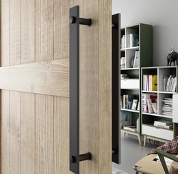 DIYHD 14quot Steel Rustic Black Barn Door Handle And Pull Wood Door TwoSide Flat BartoBar handles T2006051574213