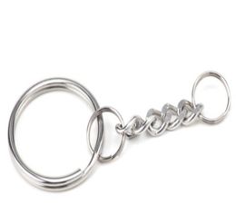 Polished 25mm Keyring Keychain Split Ring with Short Chain Key Rings Women Men DIY Key Chains Accessories3946791