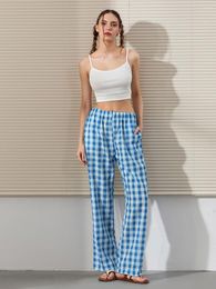 Women's Pants Women Y2k Striped Print Lounge Loose Fit Elastic High Waist Wide Leg Going Out Streetwear