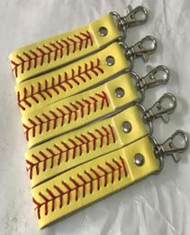 leather Sport Accessories baseball keychain softball baseball Sport rope lanyard necklace Keychain for ID Card Cell Mobile phone9233126