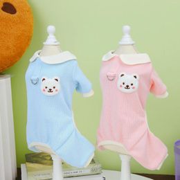 Dog Apparel Pink Blue Colors Four Legs Warm Pet Clothes For 2024 Autumn And Winter Small Puppy Clothing Supplies Overalls