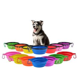 Feeders Dog Cat Water Dish Feeder Silicone Foldable Feeding Bowl Travel Collapsible Pet Feed tools 12 Colors WLL5379176315