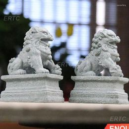 Decorative Figurines Stone Lion Sculpture Garden Decoration The Symbol Chinese Ornamental Statue Miniature Home Lucky