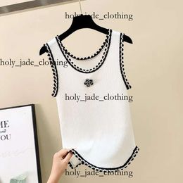 Chanells Vest Designer T Shirt Chanells Shirt Anagram-Embroidered Women Tanks Camis Cotton-Blend Tank Tops Two C Letters Skirts Yoga Suit CHANNEL Dress Vest 694