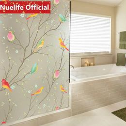 Window Stickers Birds And Trees Patterned Electrostatic Glue-free Glass Sticker Film Bathroom Door Office Opaque