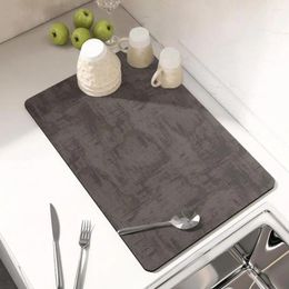 Table Mats Rubber Bottom Kitchen Mat Water Absorbent Countertop Drying For Quick Dry Anti-slip Protection Rectangle Dish Bowl