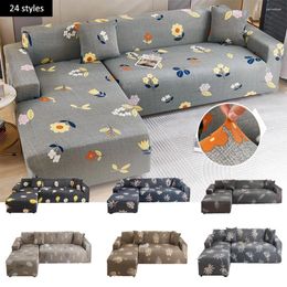 Chair Covers Flowers Pattern Grey L Shape 1 2 3 Seater Chaise Longue Sofa For Living Room Elastic Stretch Corner Protector