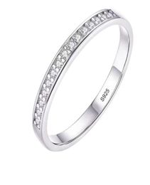 Women Engagement Ring Small Zirconia Diamond Half Eternity Wedding Band Solid 925 Sterling Silver Promise Anniversary Rings R0125502356