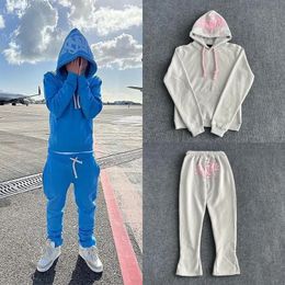 Mens Tracksuits Synaworld Y2k Suit High Quality Streetwear Hip Hop Letter Print Cotton Hoodie Sweatpants Casual Pants 2 Piece Set Sportswear