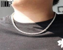 Hip Hop 5MM 2pcs Mens Iced Out Tennis Chain Necklaces 1 Row Choker Bling Crystal Necklace For Men Jewellery 220218242h9588671